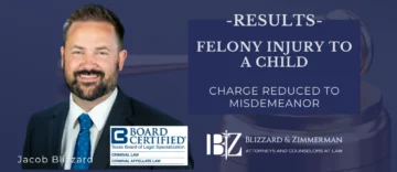 Felony Injury to a child charge reduced to misdemeanor