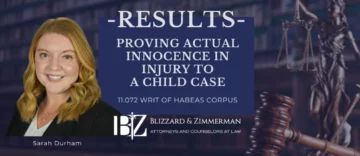 Innocence in Injury to a child case