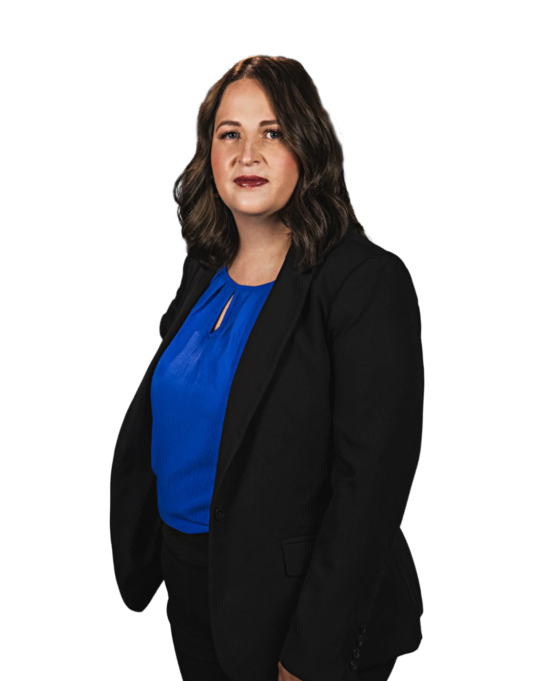 Portrait of Morgan Walker, Associate Attorney at Blizzard & Zimmerman Attorneys in Abilene. She is wearing a tailored blazer and light blouse, her hair styled at shoulder-length and parted to the side. She looks directly into the camera with a composed, professional expression—reflecting her focus on criminal appeals and post-conviction work for clients in Texas, Illinois and federal court.